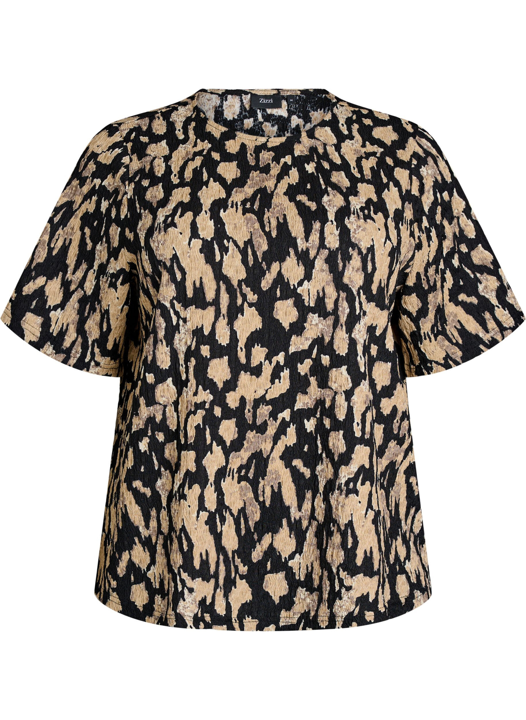 Zizzi Blouse met korte mouwen met patroon, Zwart, Packshot image number 0