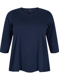 Basic katoenen t-shirt met 3/4 mouwen, Blauw
