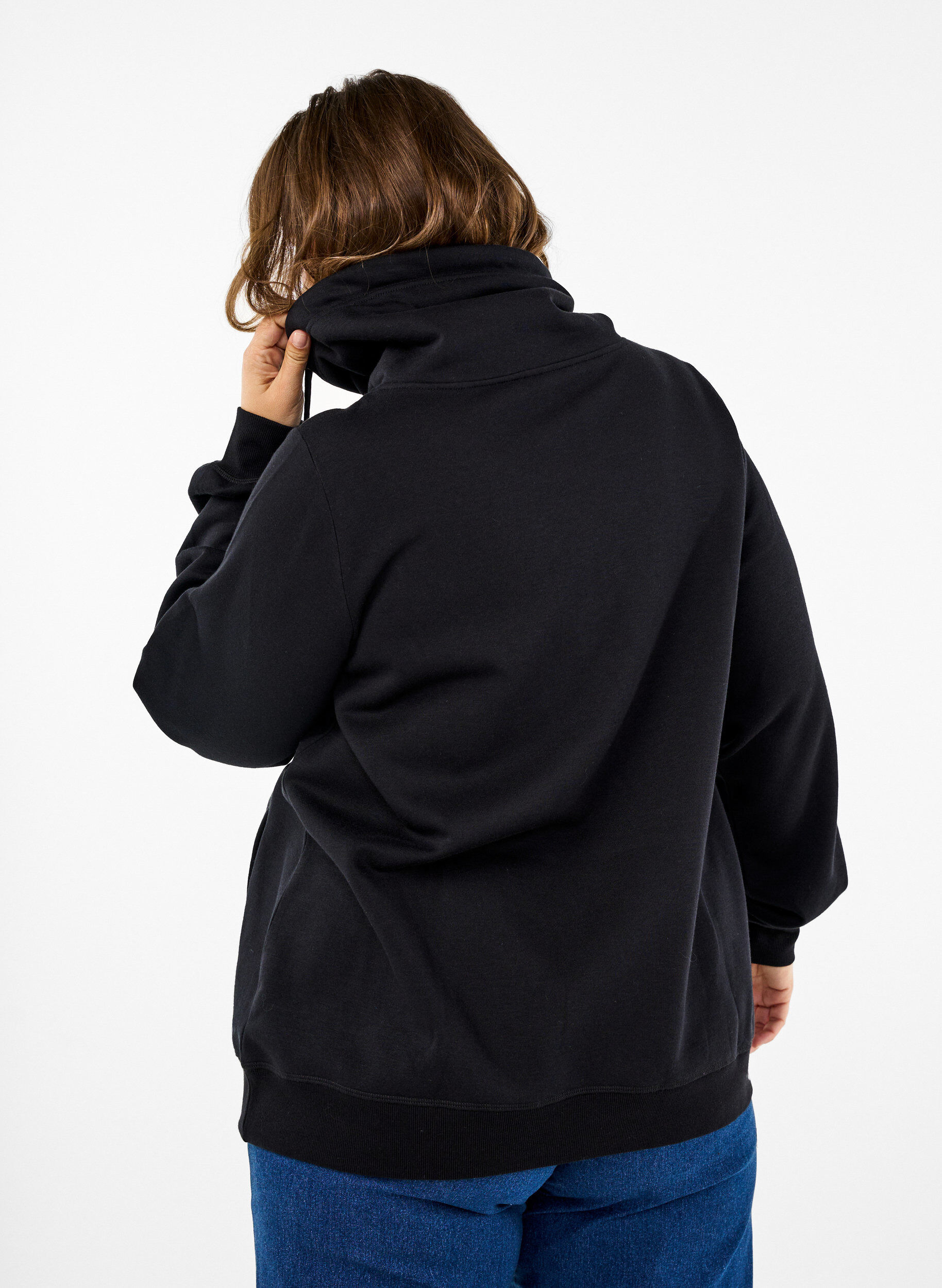 Zizzi FLASH - Sweatshirt met hoge kraag, Black, Model image number 1