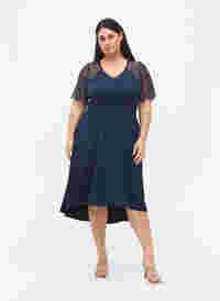 Midi-jurk met korte kanten mouwen, Navy Blazer, Model