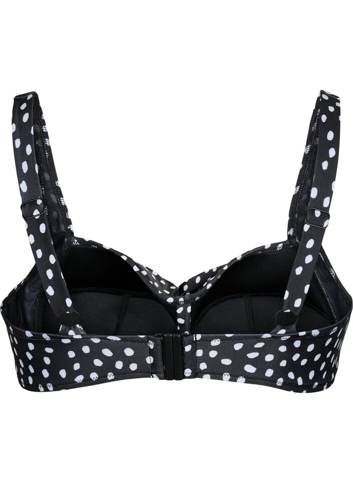 Bedrukte bikinitop, Black White Dot, Packshot image number 1