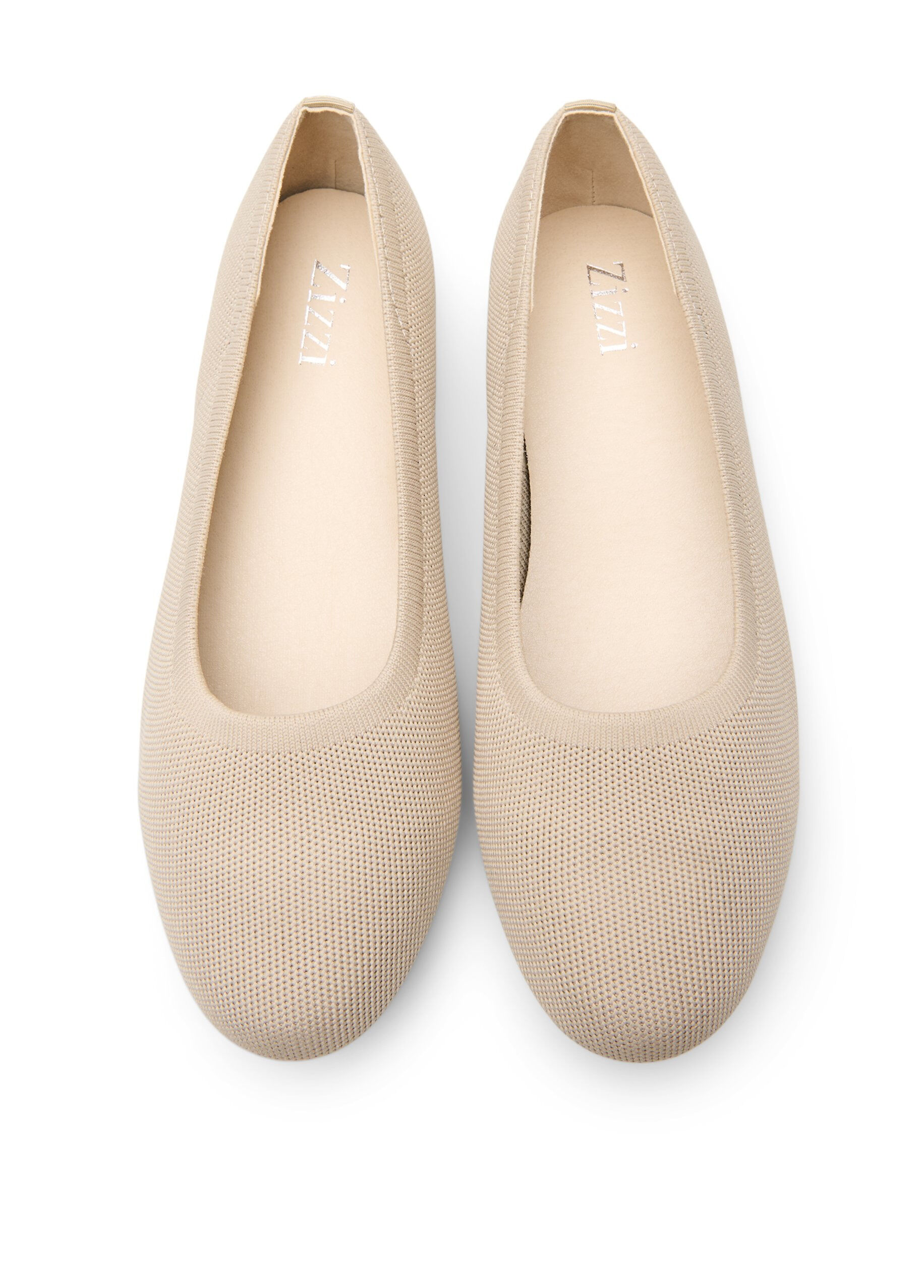 Zizzi Ballet flats in een fijn textuurstofje, Beige, Packshot image number 2