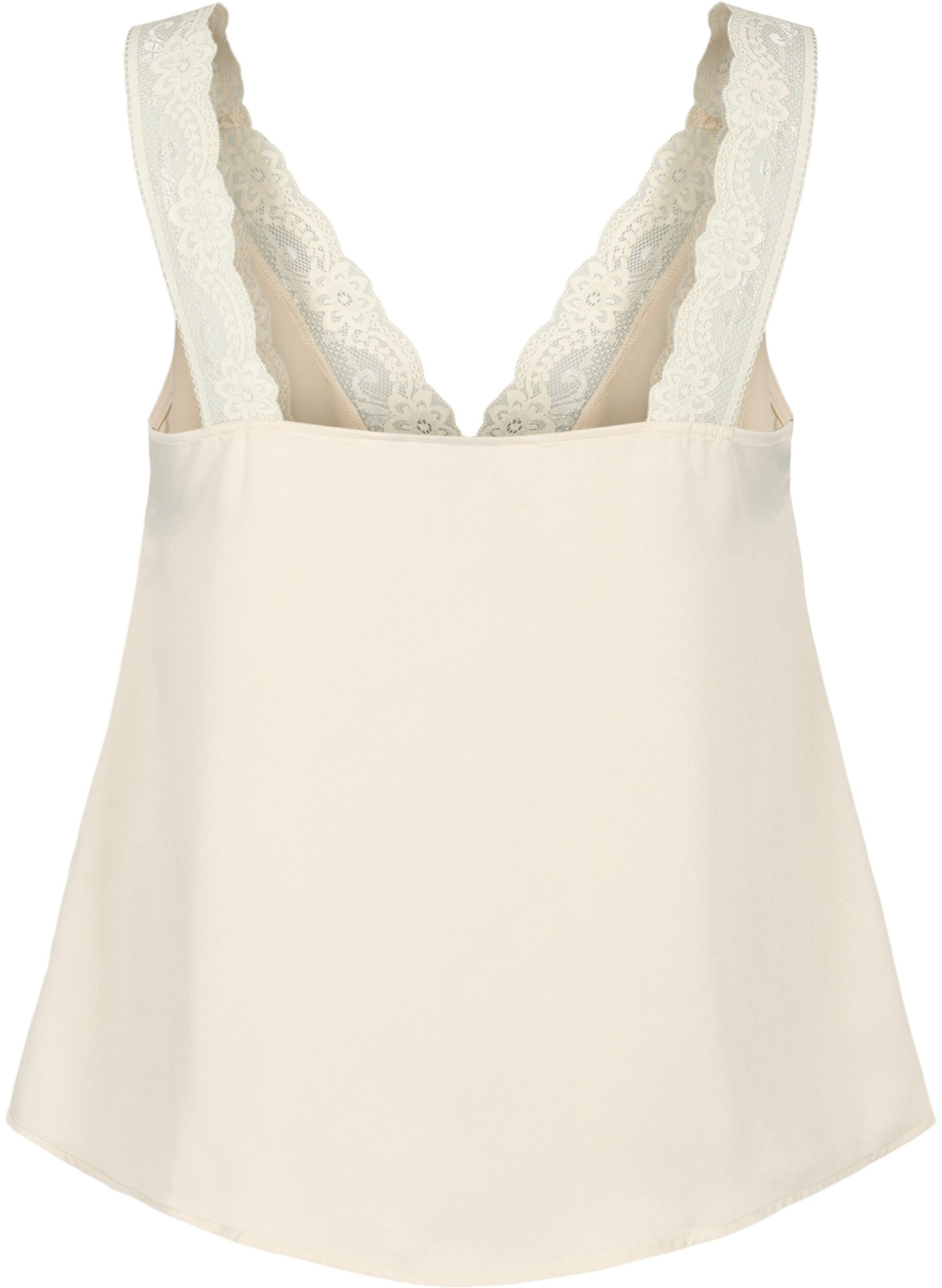 Zizzi FLASH - Top met V-hals en kanten rand, Fog, Packshot image number 1