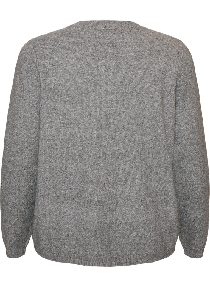 Cardigan met knopen en een ronde voorkant, Grijs, Packshot image number 1