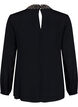 Viscose blouse met lange mouwen en parels, Black, Packshot image number 1