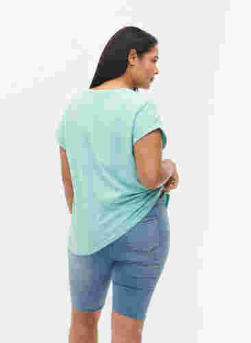 Gemêleerd t-shirt met korte mouwen, Turquoise Mél, Model image number 1