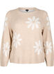 Gebreide blouse met bloemen, Simply Taupe Comb, Packshot image number 0