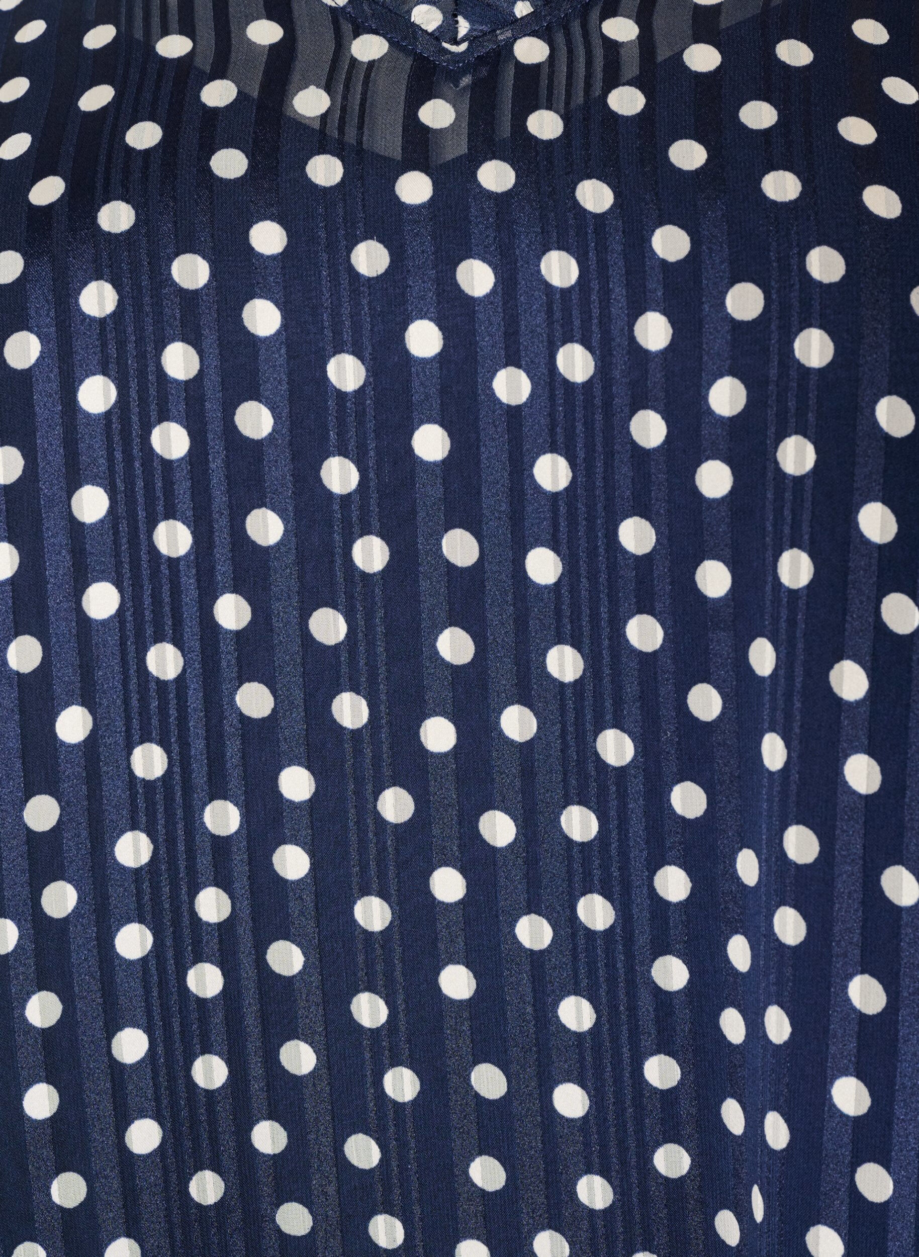ZizziJurk met patroon, ruches en lange mouwen, Blauw, Packshot image number 2