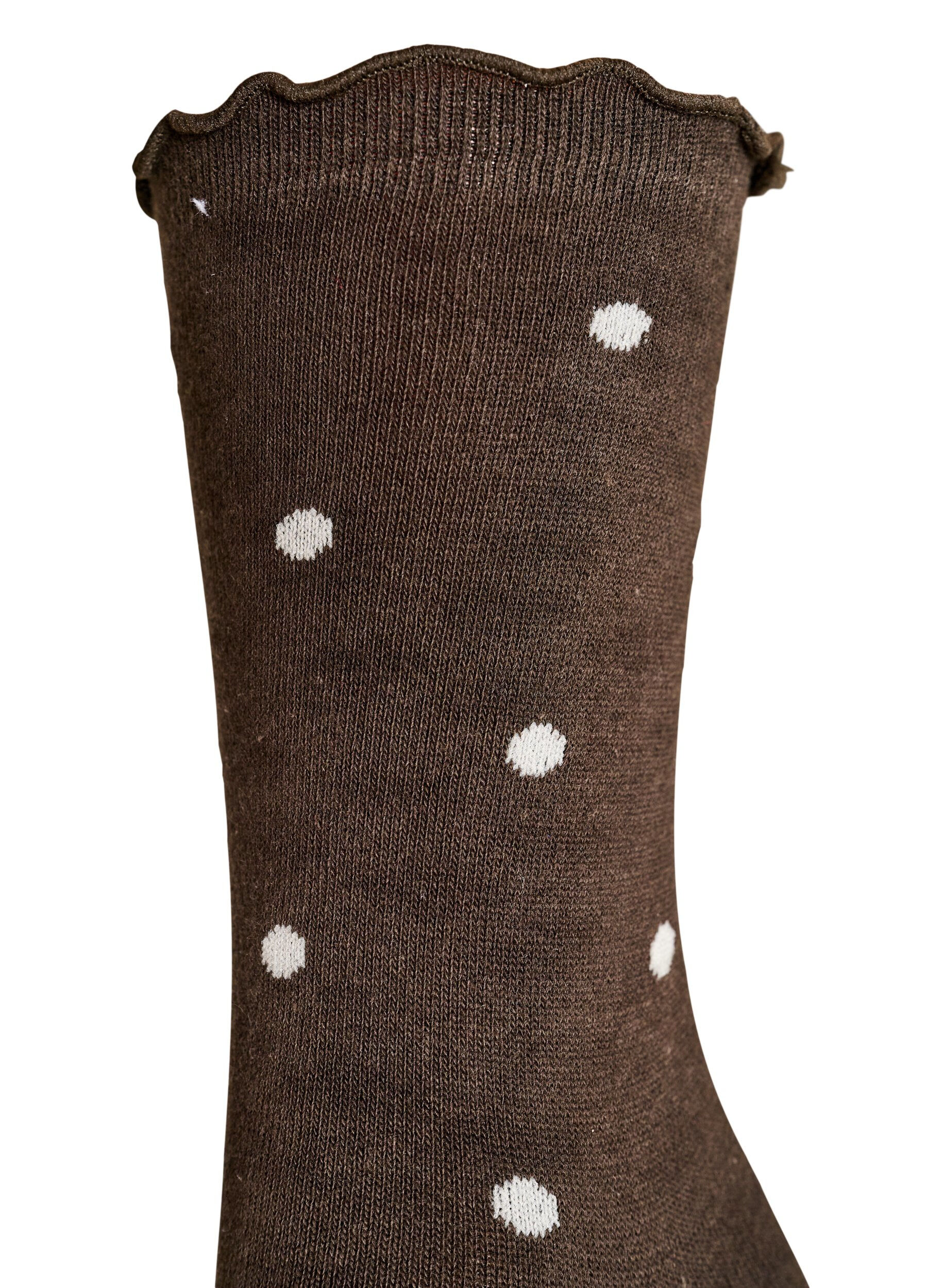 ZizziKatoenen sokken met patronen, Bruin, Packshot image number 2