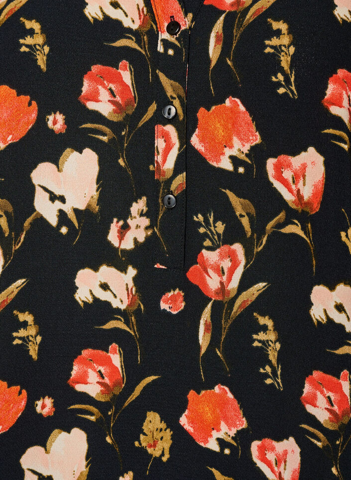 Blouse met korte mouwen en v-halslijn, Zwart, Packshot image number 2