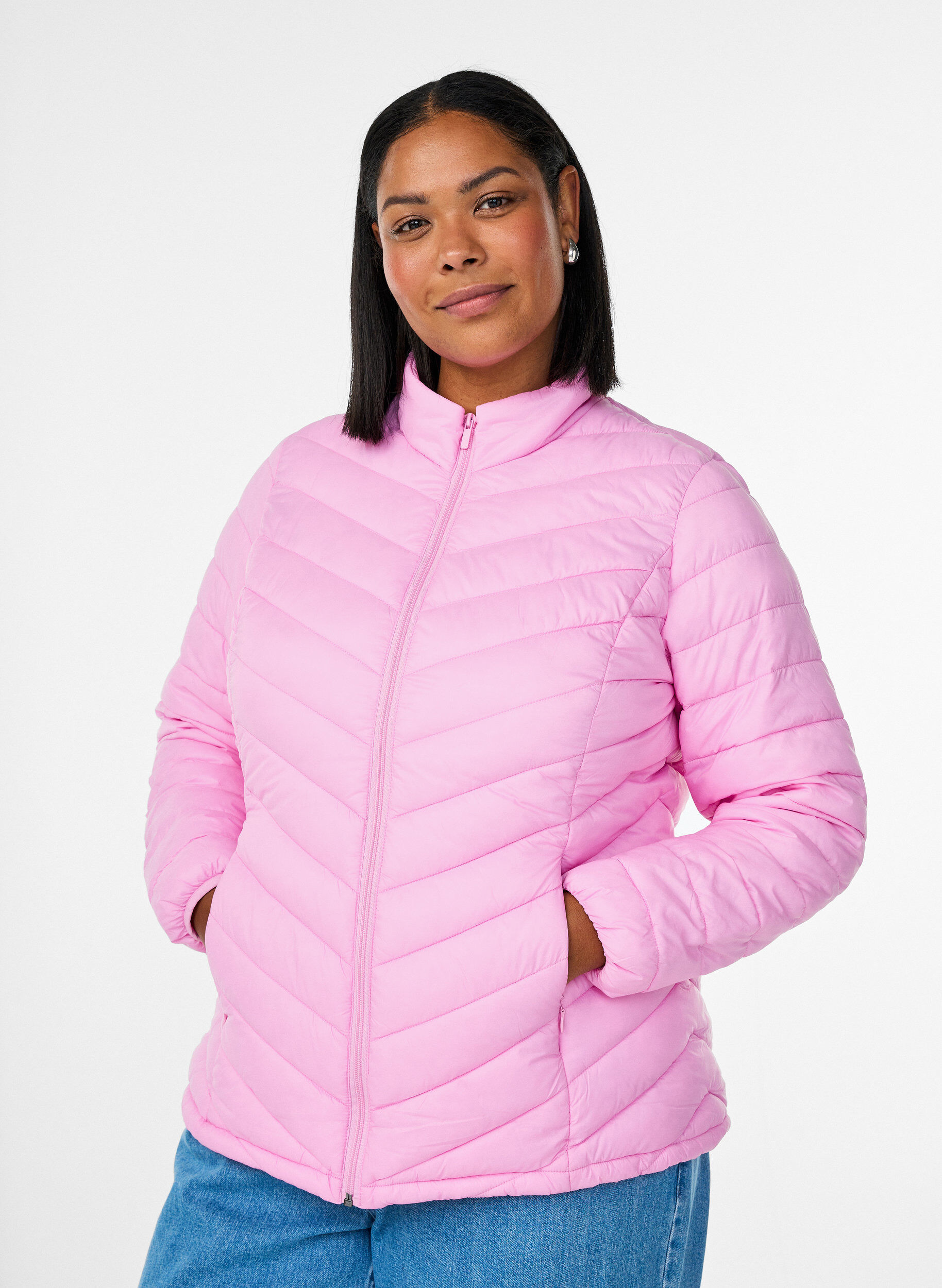 Lichtgewicht jas met zakken, Roze, Model