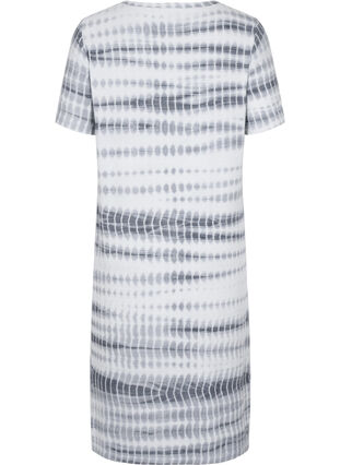Viscose jurk met korte mouwen en tie-dye print, White, Black Tie Dye, Packshot image number 1