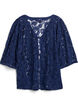 Kanten blouse met 3/4 mouwen en strikjes aan de voorkant, Blauw, Packshot image number 1