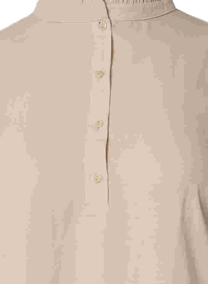 Tuniek met lange mouwen en ruchekraag, Warm Off-white, Packshot image number 2