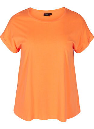 Neonkleurig katoenen T-shirt, Neon Coral, Packshot image number 0