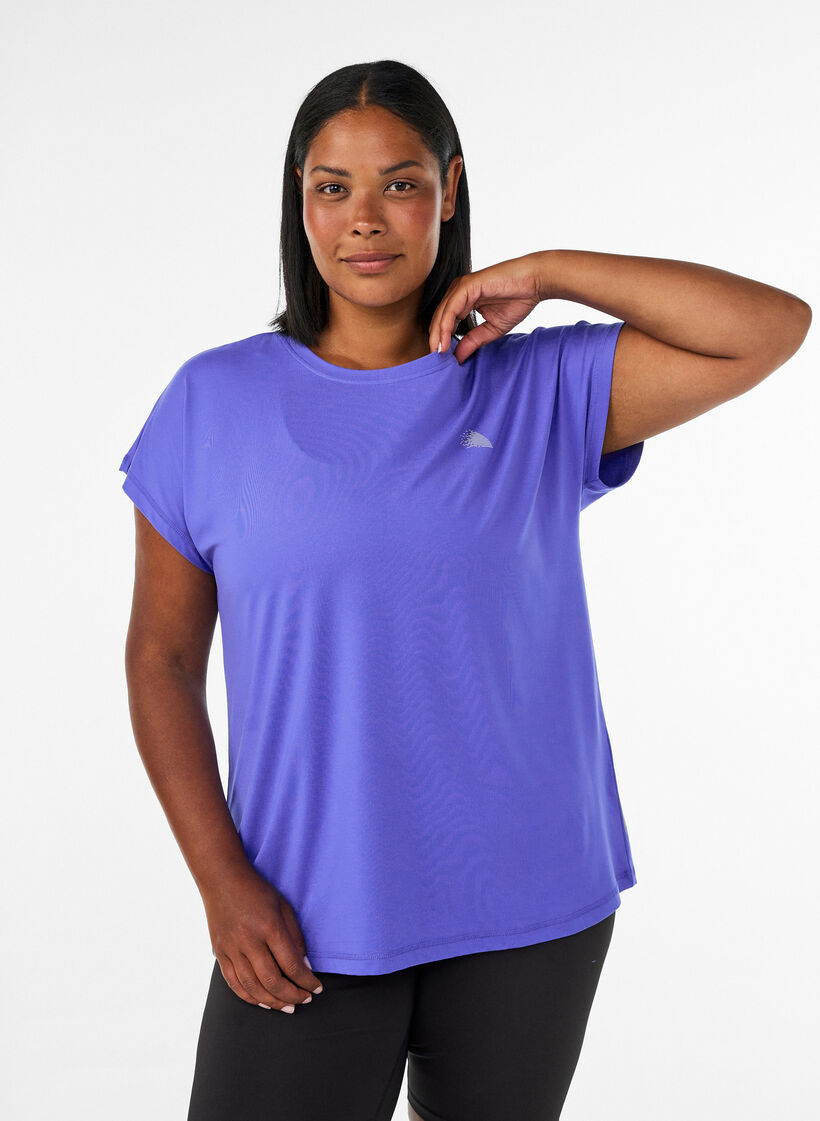 Effen gekleurd trainingsshirt, Blauw, Model image number 0