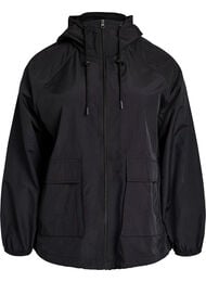 Lichtgewicht jas met capuchon en zakken, Zwart