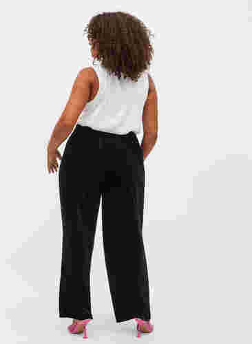 Losvallende broek in velours, Black, Model image number 1