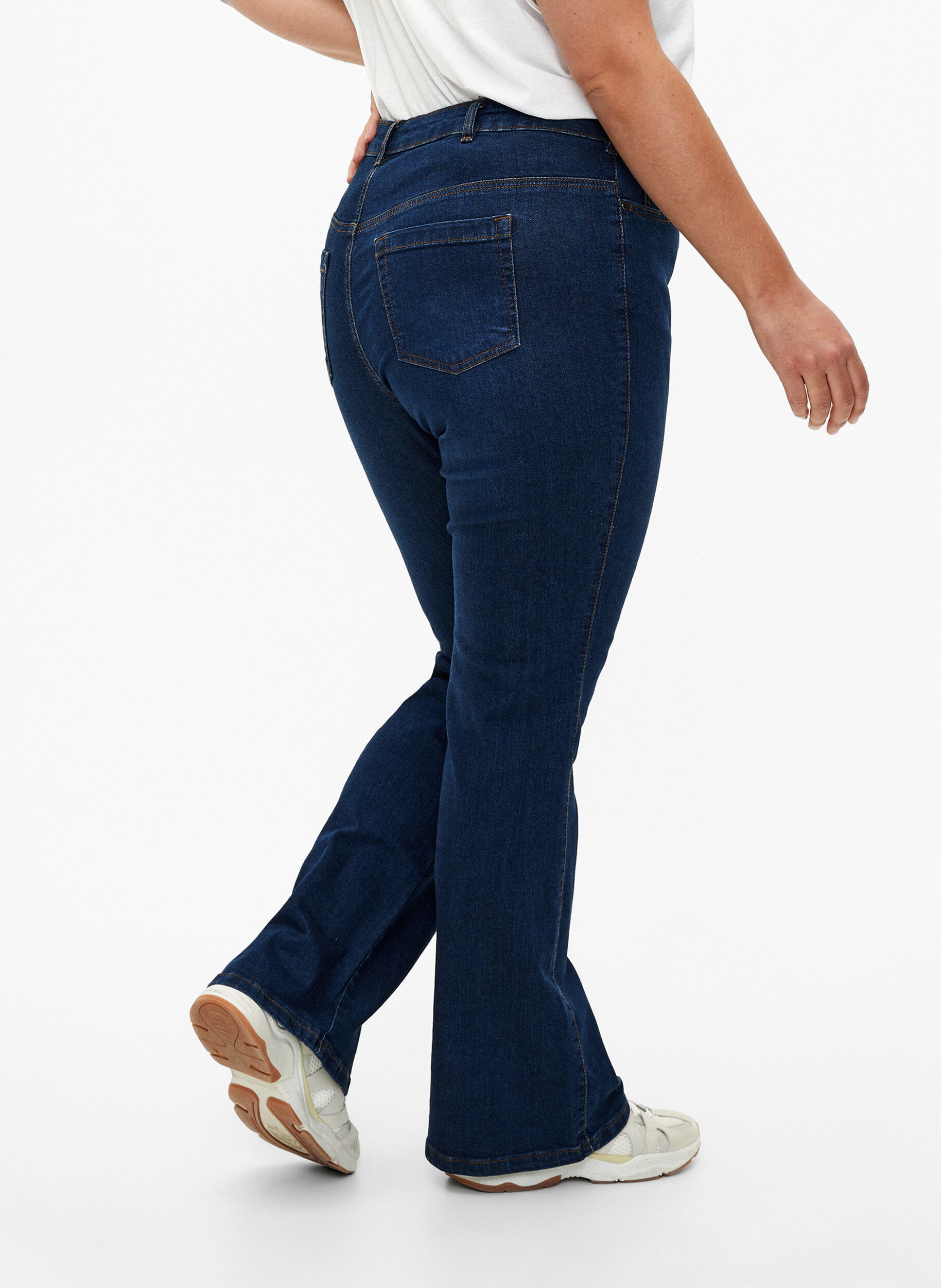Zizzi Ellen bootcut jeans met hoge taille, Blauw, Model image number 2