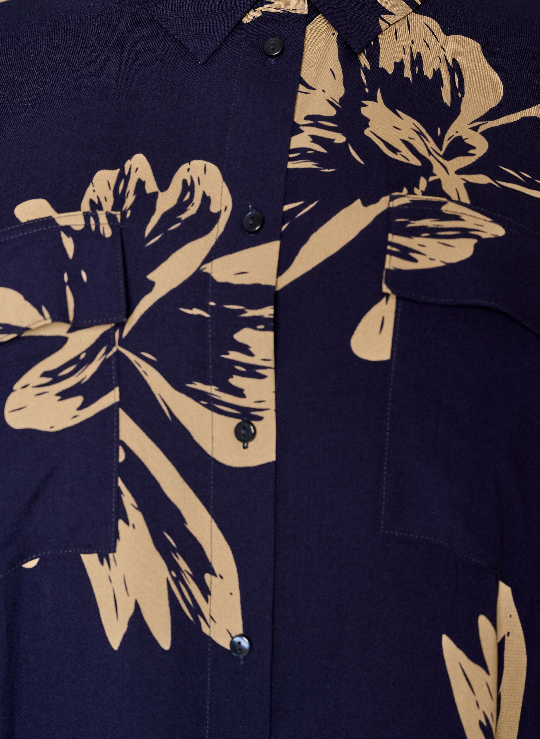 Zizzi Lange overhemdjurk met korte mouwen, Blauw, Packshot image number 2