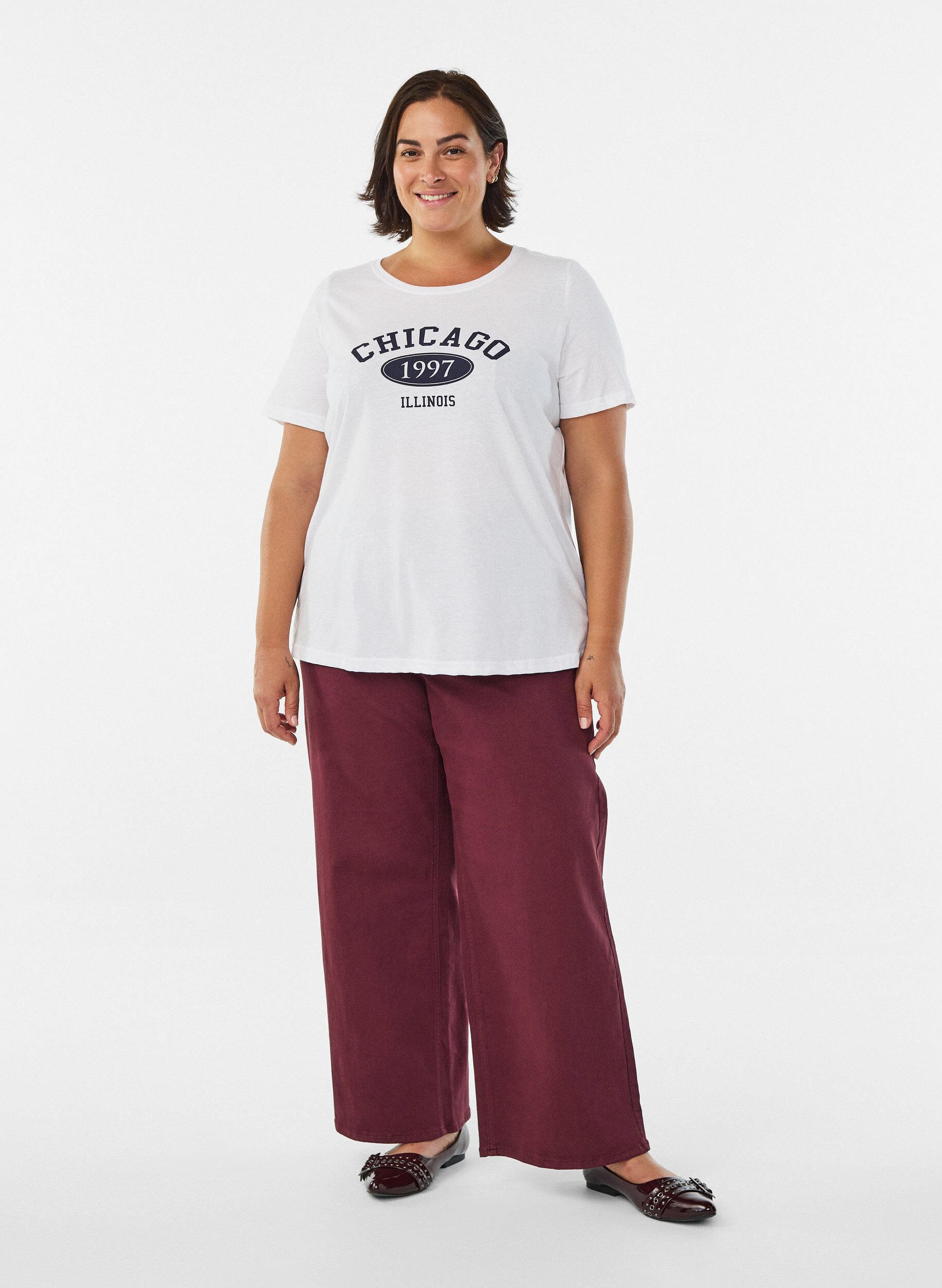 Zizzi FLASH - T-shirt met motief, Wit, Model image number 1