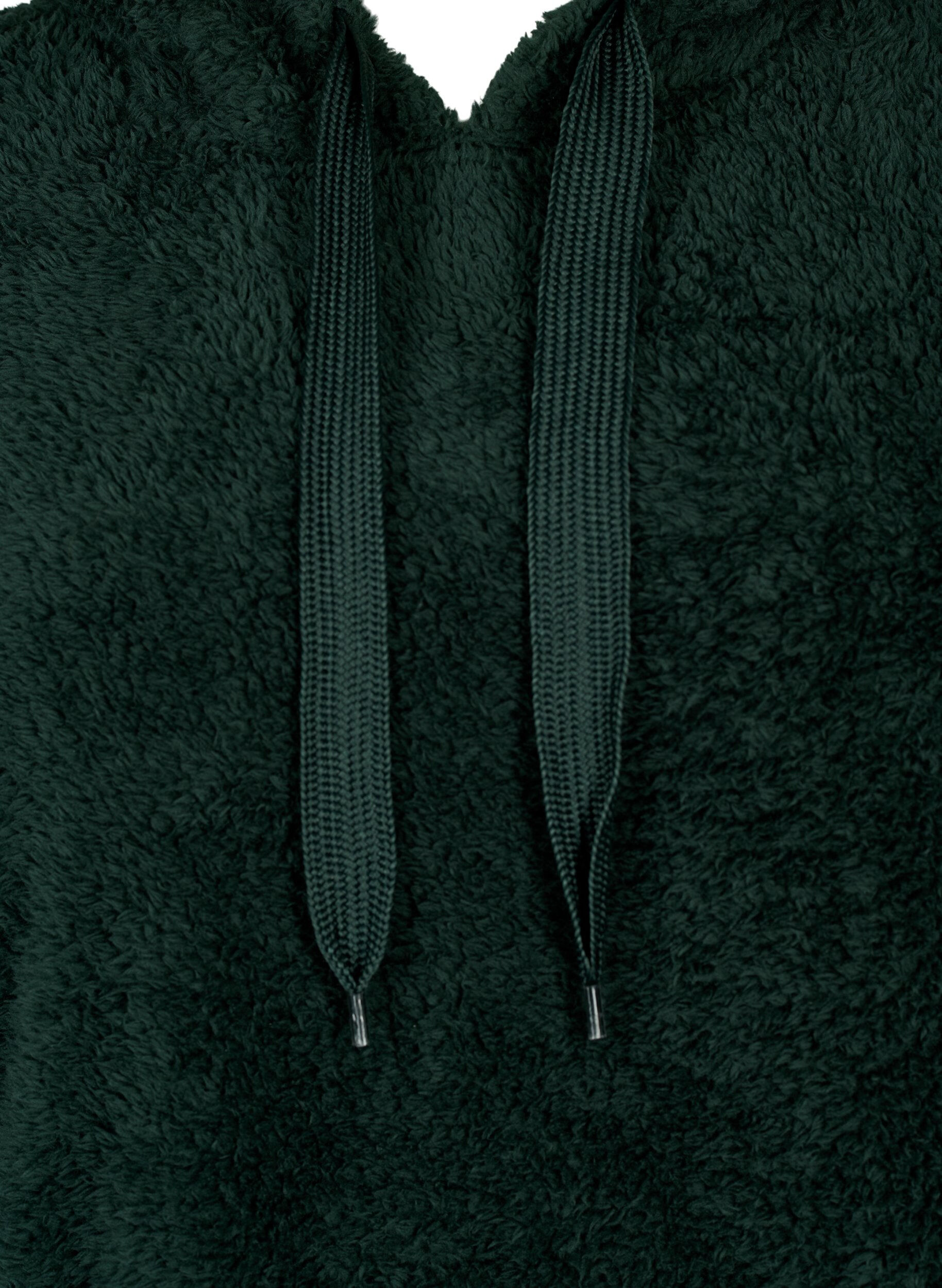 Zizzi Teddy jurk met capuchon, Scarab, Packshot image number 2