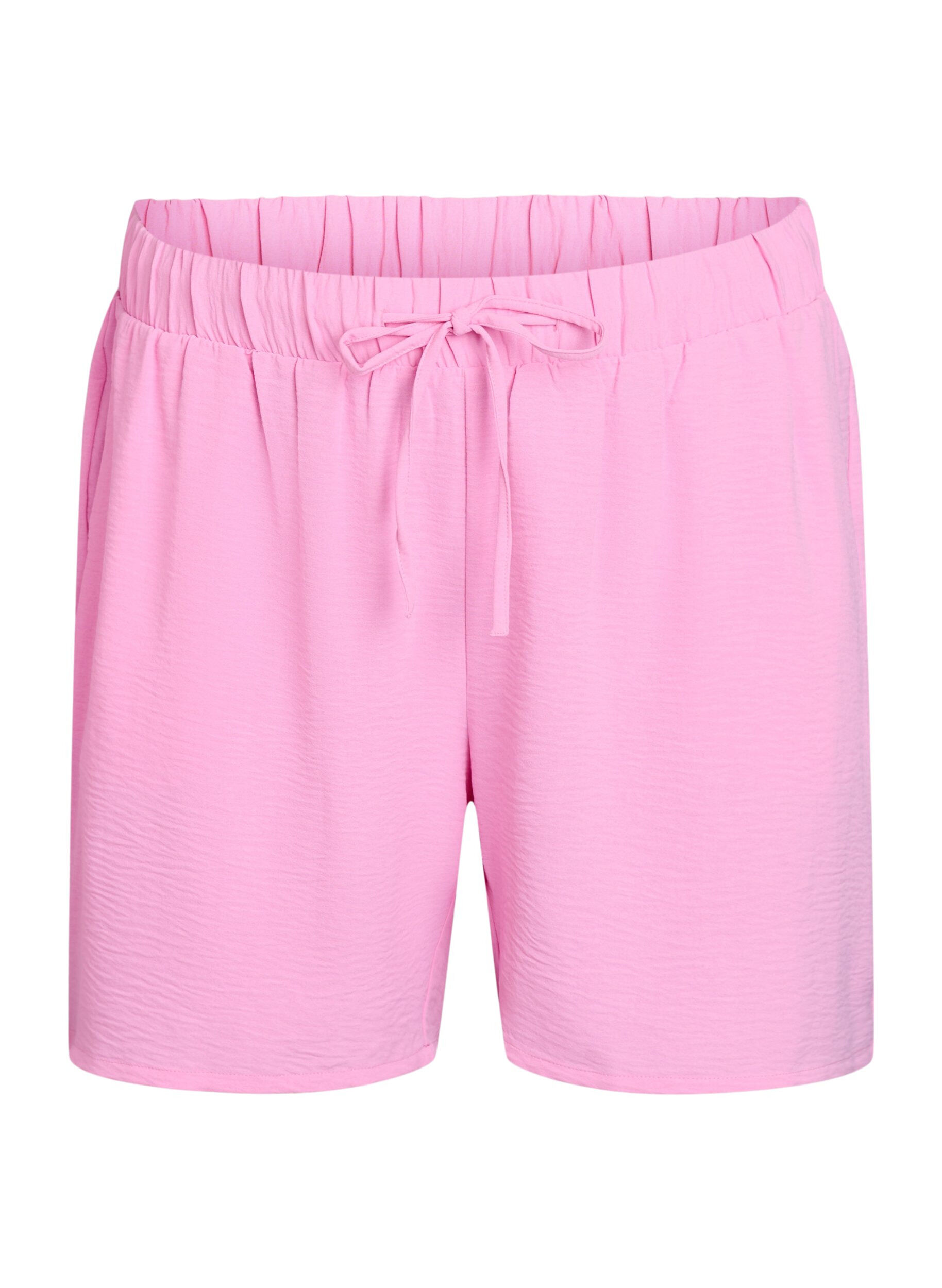 ZizziKorte broek met zakken en elastische tailleband, Roze, Packshot image number 0