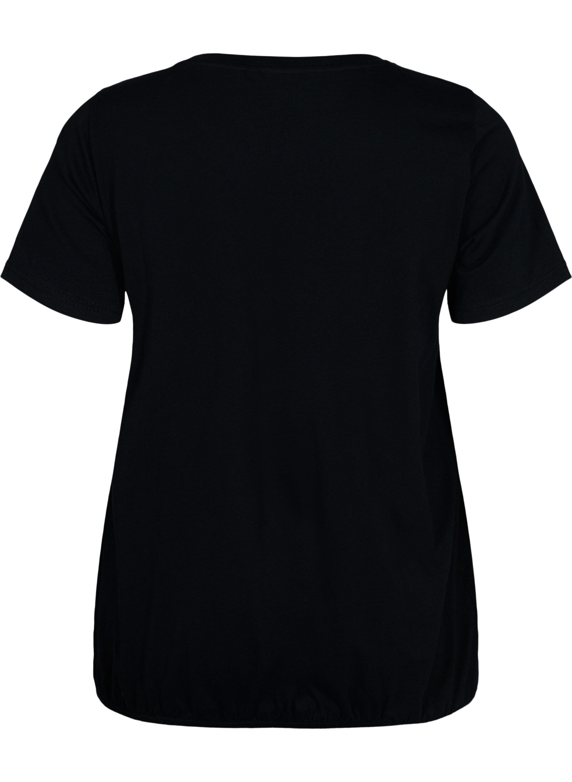Zizzi Katoenen T- shirt met print, Black W. Love, Packshot image number 1