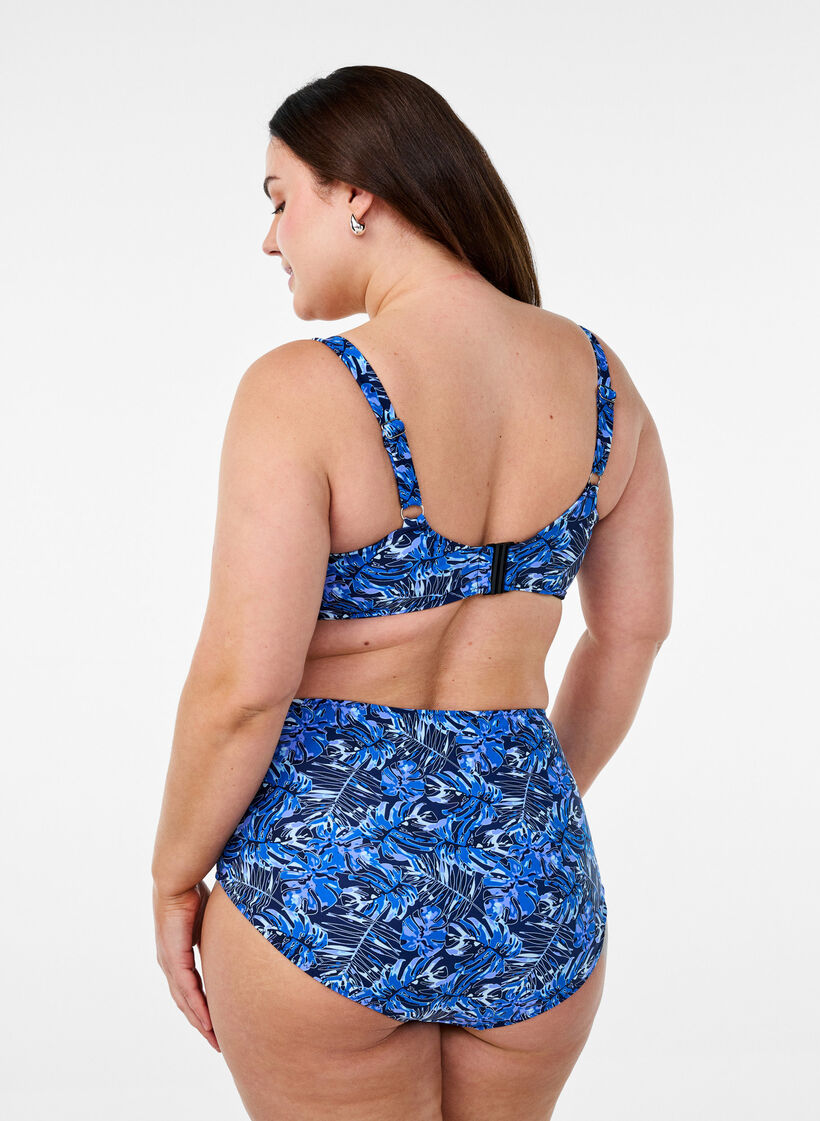 Bikinitop met beugel en patroon, Blauw, Model image number 2