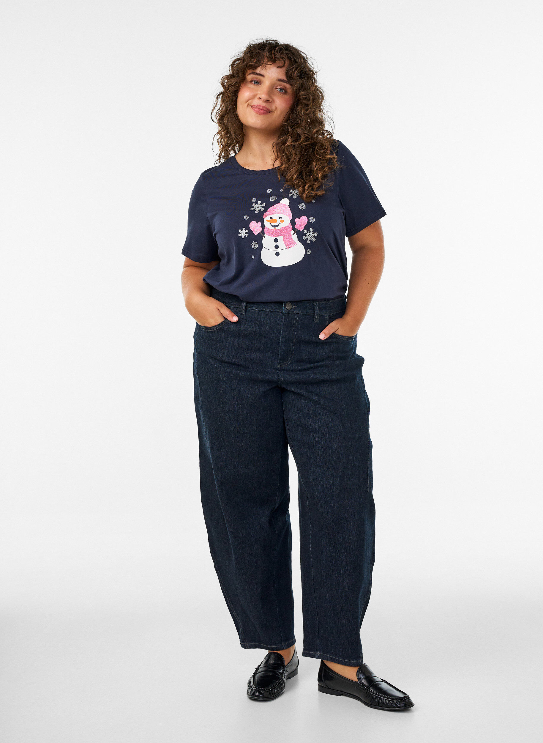 ZizziKerst T-shirt van biologisch katoen, Blauw, Model image number 1