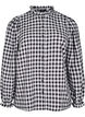 Geruite shirt blouse met ruchesdetails, Black/W. Gingham, Packshot image number 0