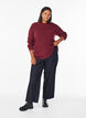 Gem&ecirc;leerde gebreide blouse met ronde hals, Rood, Model image number 1