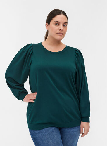 Sweatshirt met ronde hals en ballonmouwen, Ponderosa Pine, Model image number 0