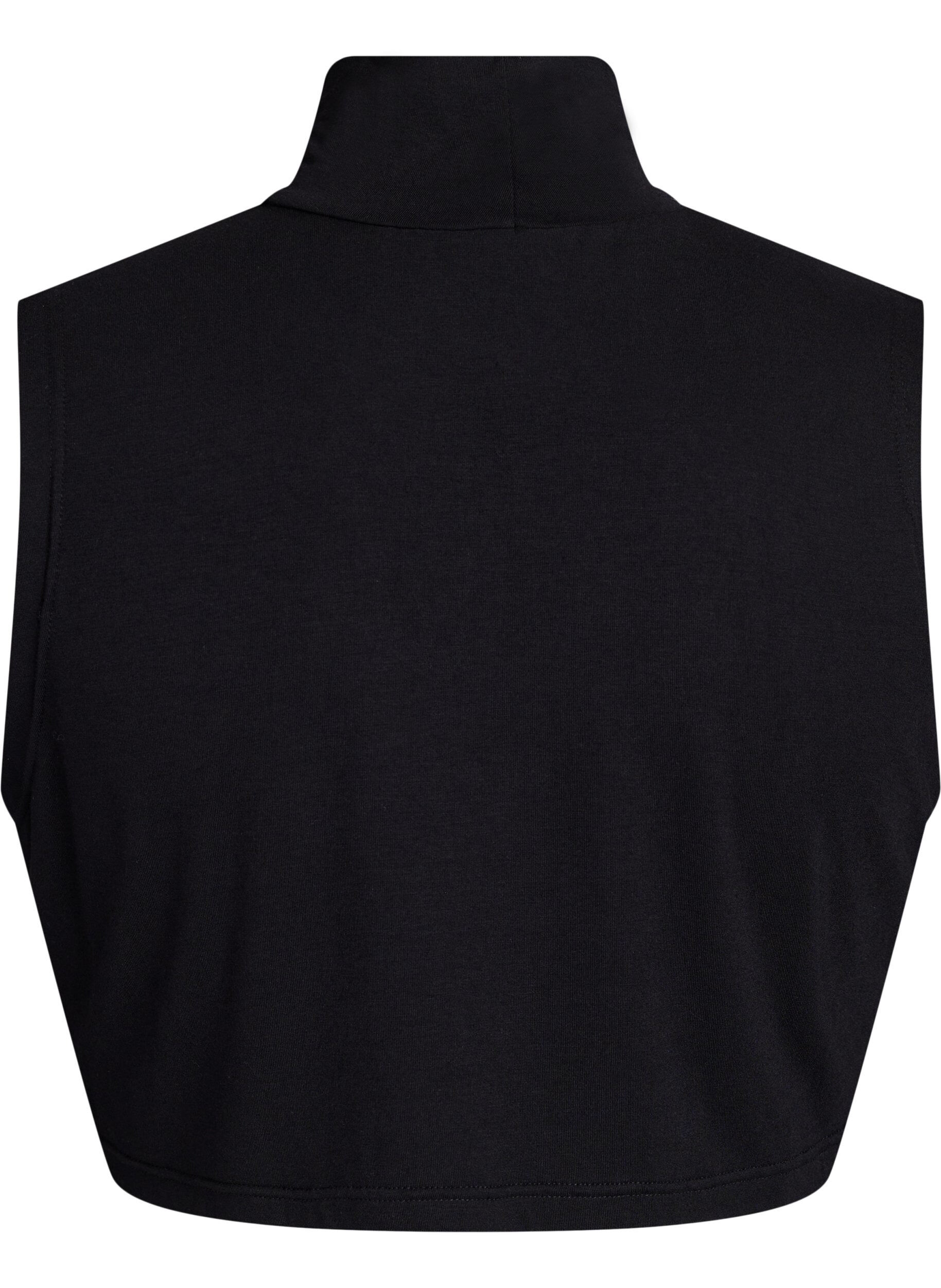 Zizzi Gecropte jersey top met een hoge col, Zwart, Packshot image number 1