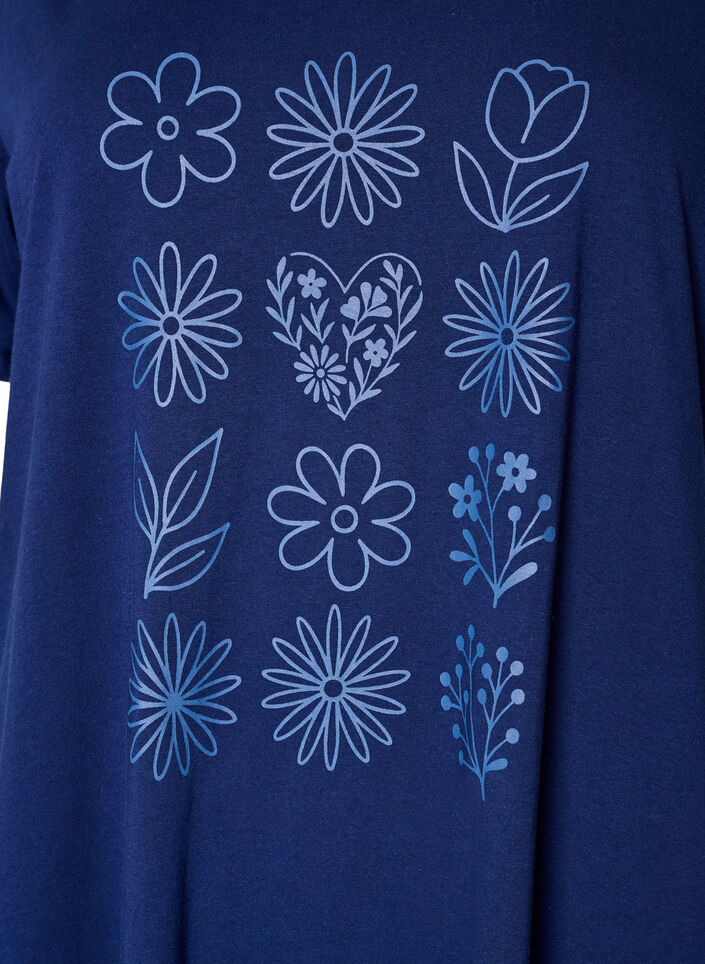 Nachtjapon met korte mouw van biologisch katoen, Blauw, Packshot image number 2