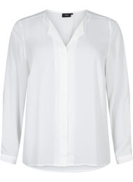 Effen kleur overhemd met v-hals, Bright White, Packshot