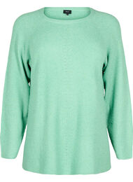 Gebreide blouse met ronde hals, Light G. Green Mel.