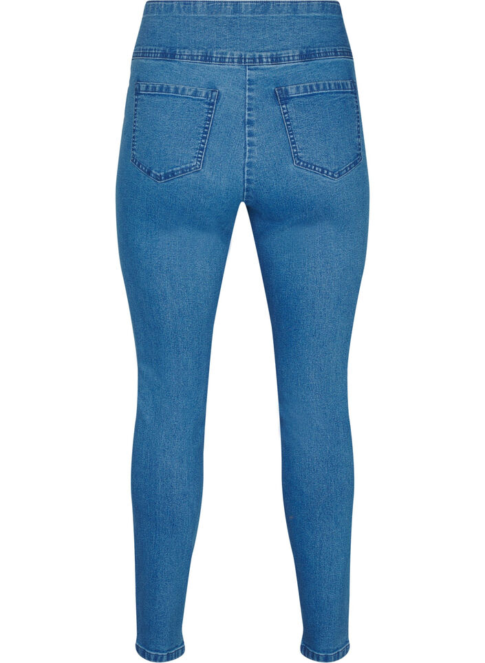 Stretchy jeggings met hoge taille, Light Blue, Packshot image number 1