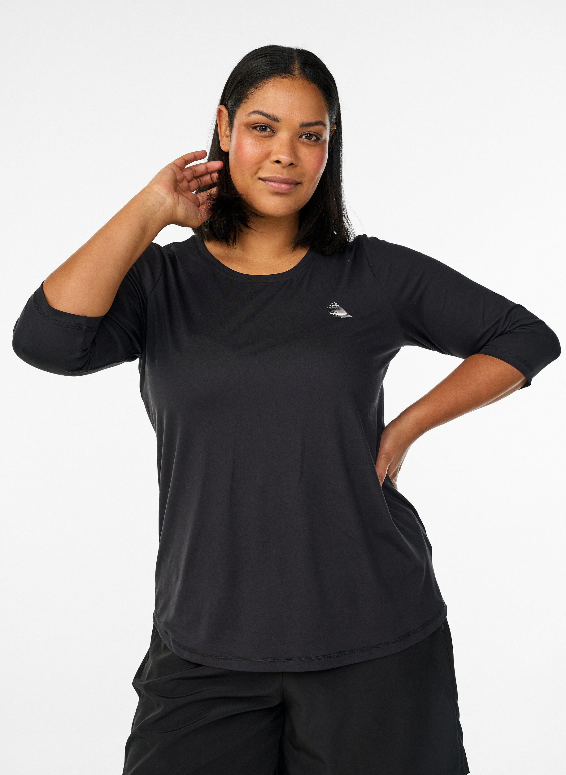 ZizziSporttop met 3/4 mouwen, Zwart, Model image number 0