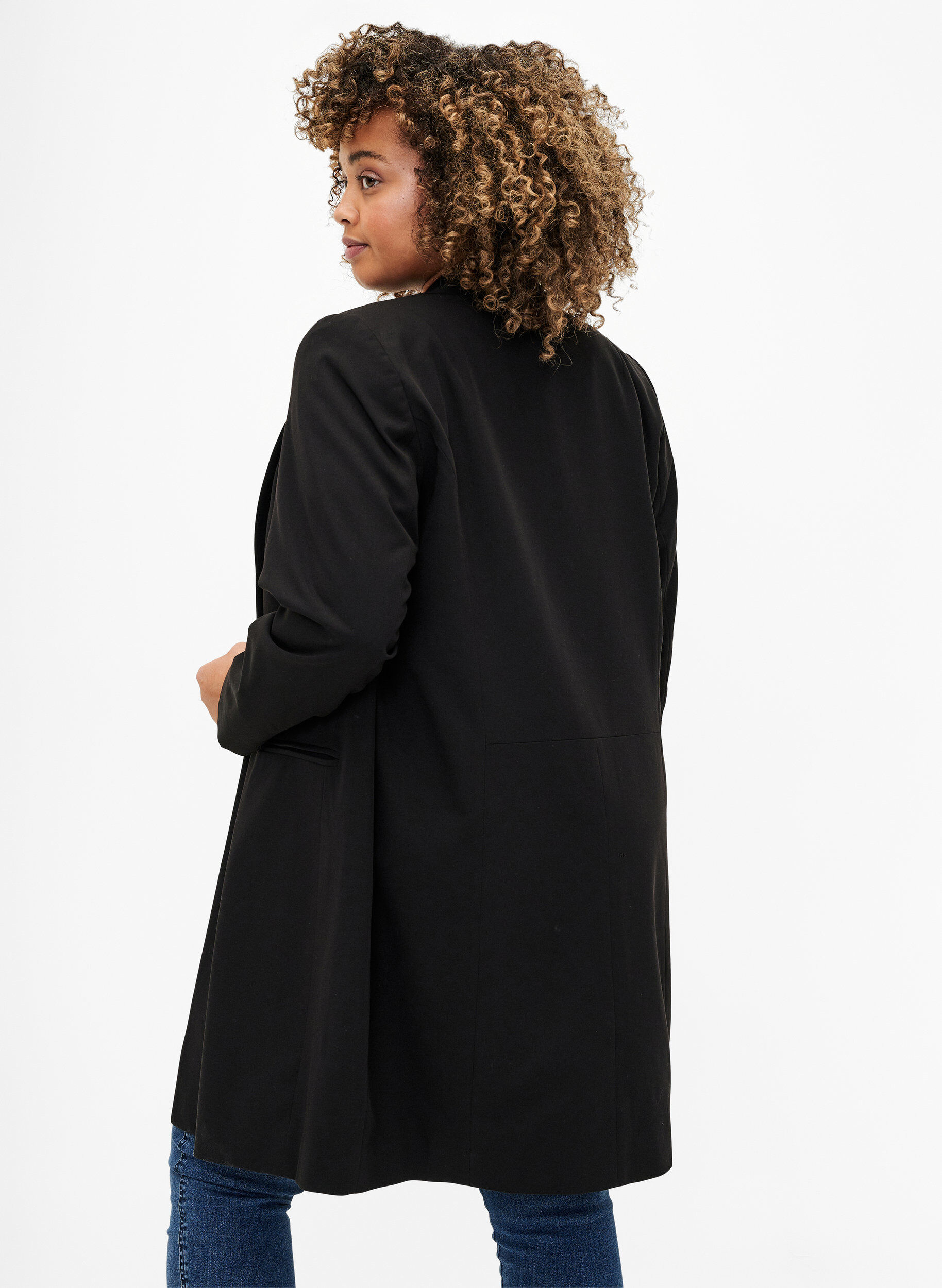 Zizzi Klassieke lange blazer, Black, Model image number 1