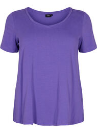 Basic t-shirt in effen kleur met katoen, Ultra Violet