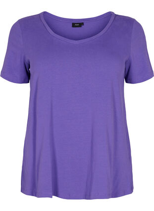 Basic t-shirt in effen kleur met katoen, Ultra Violet, Packshot image number 0