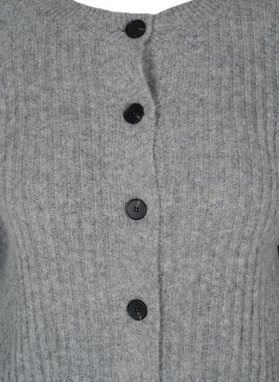 Ribgebreid vest met knopen, Medium Grey Melange, Packshot image number 2