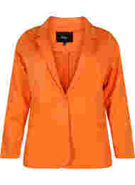 Basic blazer met knoop en sierzakken, Mandarin Orange