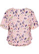 Bloemenblouse met korte mouwen en smokwerk, Roze, Packshot image number 1
