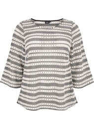 Gehaakte blouse met 3/4 mouwen, Black White