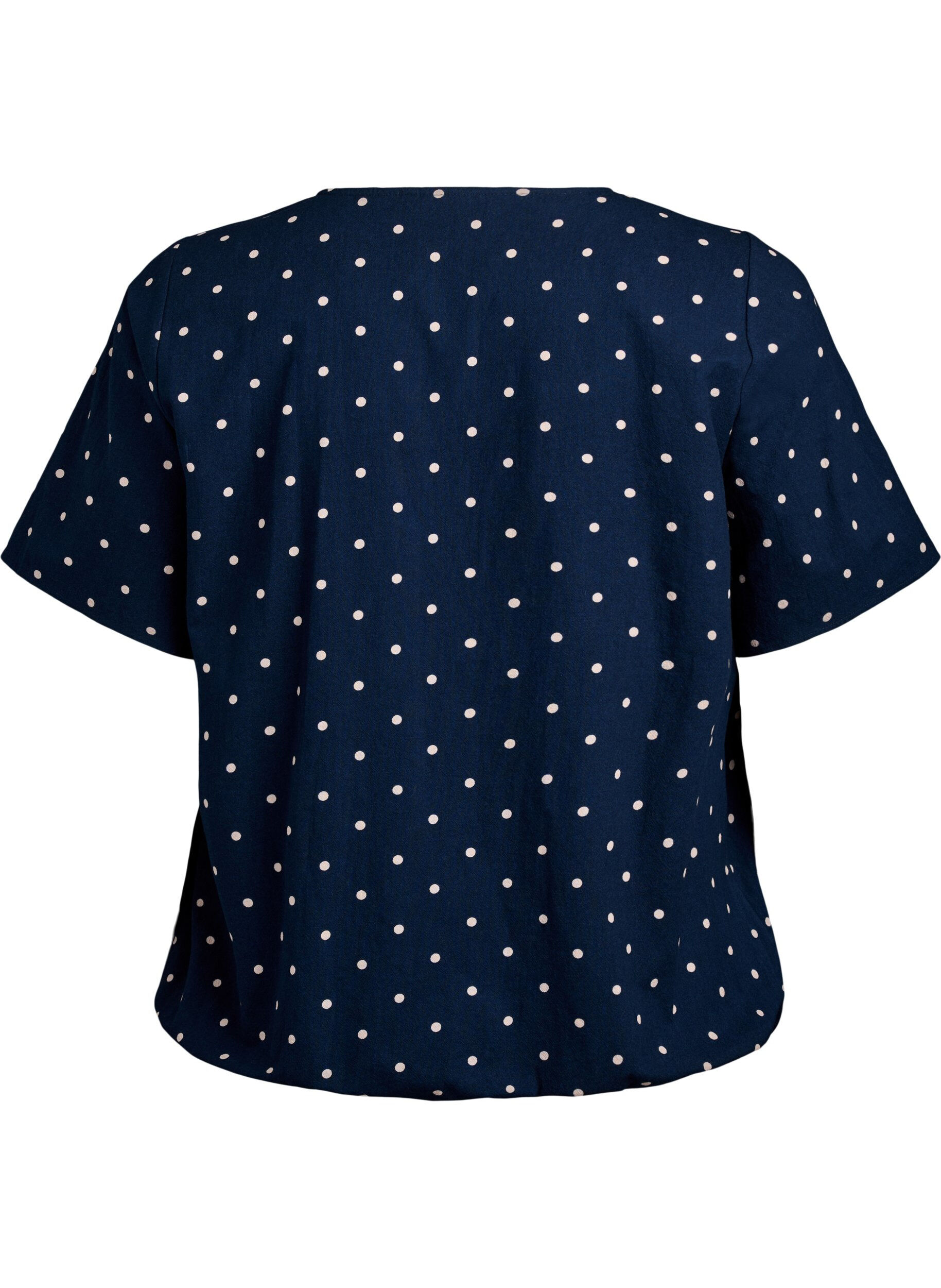 Zizzi Katoenen blouse met print en korte mouwen, Blauw, Packshot image number 1