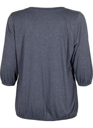 Gemêleerde blouse met v-hals, Navy Blazer Mélange, Packshot image number 1