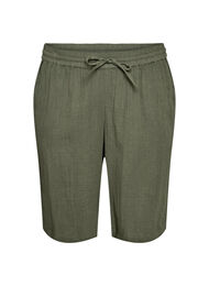 Los katoenen mousseline shorts met een hoge taille, Groen