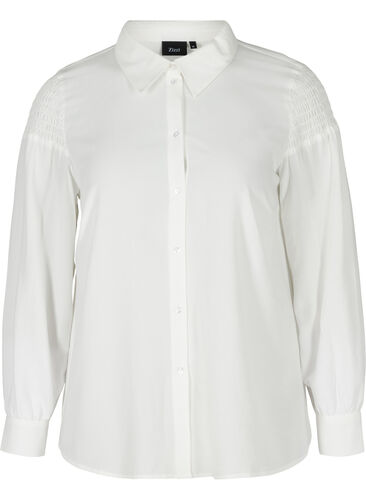 Klassieke blouse van viscose met smok, Snow White, Packshot image number 0